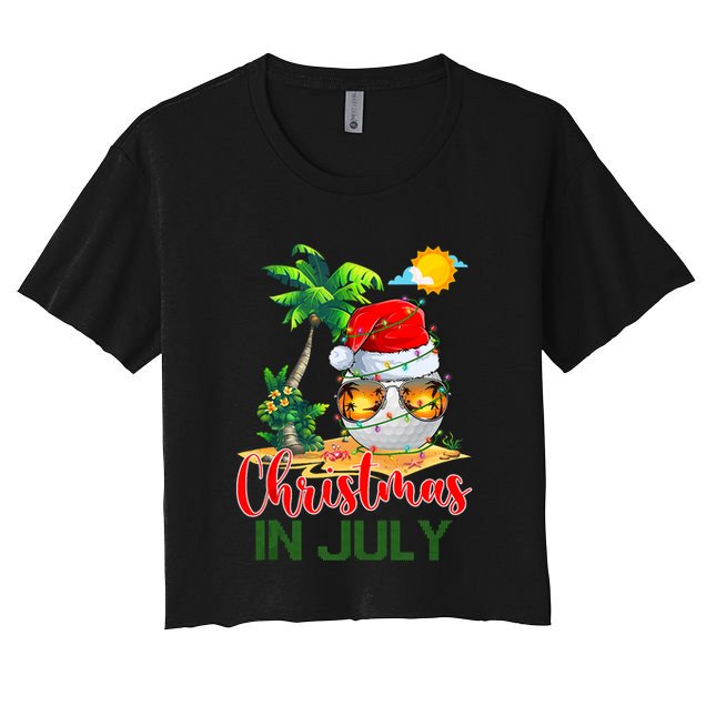 Santa Golf Ball Sunglasses & Xmas Lights Christmas In July Tank Top Crop Top