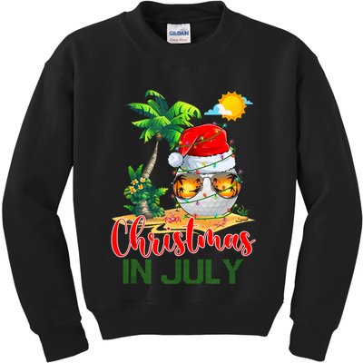 Santa Golf Ball Sunglasses & Xmas Lights Christmas In July Tank Top Kids Sweatshirt