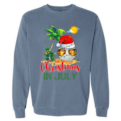 Santa Golf Ball Sunglasses & Xmas Lights Christmas In July Tank Top Garment-Dyed Sweatshirt