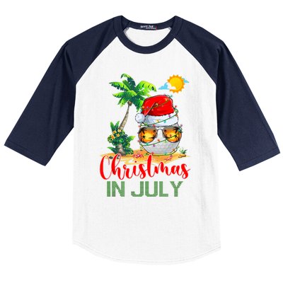 Santa Golf Ball Sunglasses & Xmas Lights Christmas In July Tank Top Baseball Sleeve Shirt