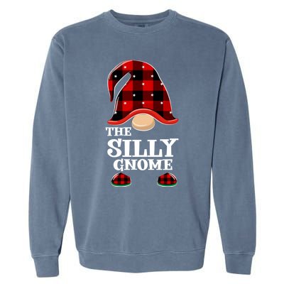 Silly Gnome Buffalo Plaid Funny Christmas Matching Family Great Gift Garment-Dyed Sweatshirt