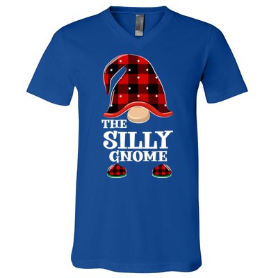 Silly Gnome Buffalo Plaid Funny Christmas Matching Family Great Gift V-Neck T-Shirt