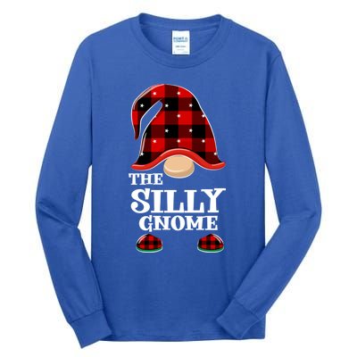 Silly Gnome Buffalo Plaid Funny Christmas Matching Family Great Gift Tall Long Sleeve T-Shirt