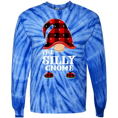 Silly Gnome Buffalo Plaid Funny Christmas Matching Family Great Gift Tie-Dye Long Sleeve Shirt