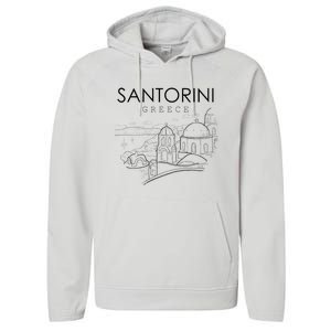 Santorini Greece Beach Graphic Ellada Greek Family Performance Fleece Hoodie