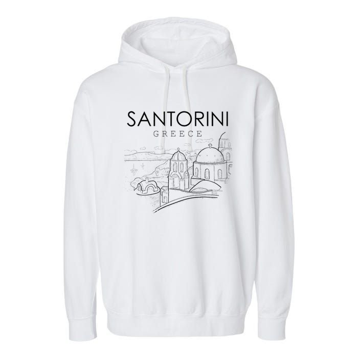 Santorini Greece Beach Graphic Ellada Greek Family Garment-Dyed Fleece Hoodie