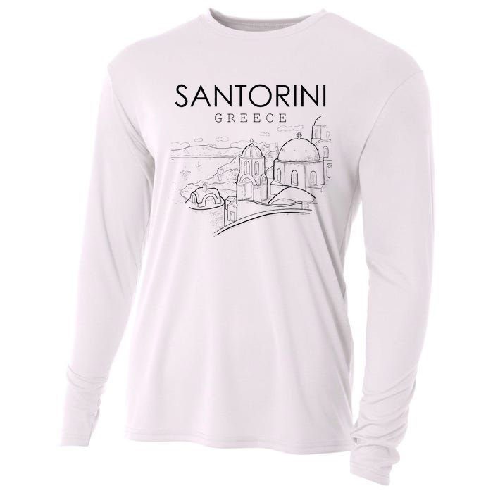 Santorini Greece Beach Graphic Ellada Greek Family Cooling Performance Long Sleeve Crew