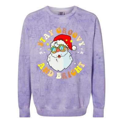 Stay Groovy & Bright Holiday Groovy Retro Christmas Colorblast Crewneck Sweatshirt