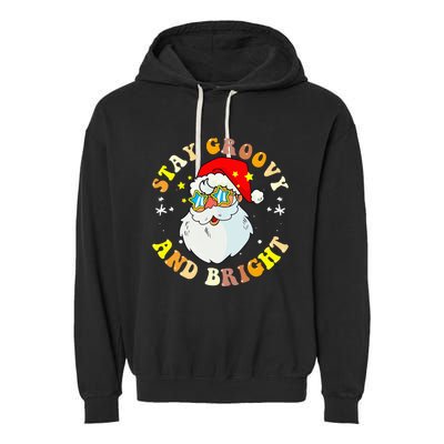 Stay Groovy & Bright Holiday Groovy Retro Christmas Garment-Dyed Fleece Hoodie