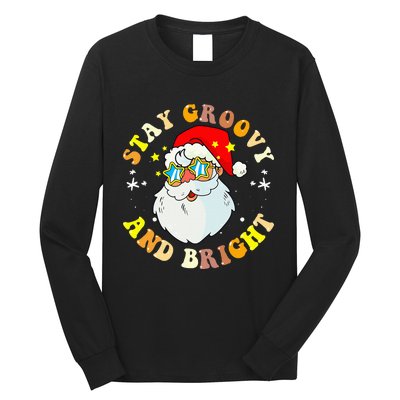 Stay Groovy & Bright Holiday Groovy Retro Christmas Long Sleeve Shirt