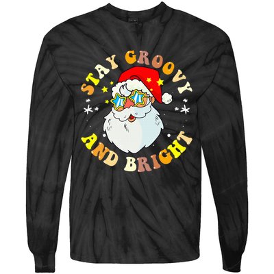 Stay Groovy & Bright Holiday Groovy Retro Christmas Tie-Dye Long Sleeve Shirt