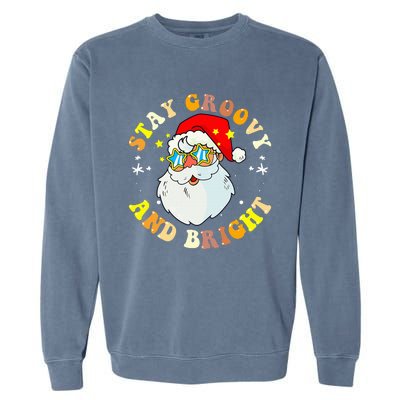 Stay Groovy & Bright Holiday Groovy Retro Christmas Garment-Dyed Sweatshirt