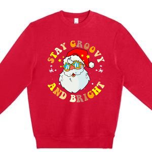 Stay Groovy & Bright Holiday Groovy Retro Christmas Premium Crewneck Sweatshirt