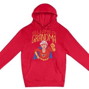 Super Grandma Best Grandma Grandmother Superhero Premium Pullover Hoodie