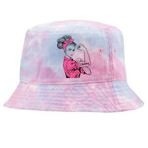 Strong Girl Breast Cancer Survivor Awareness Girls Gift Tie-Dyed Bucket Hat