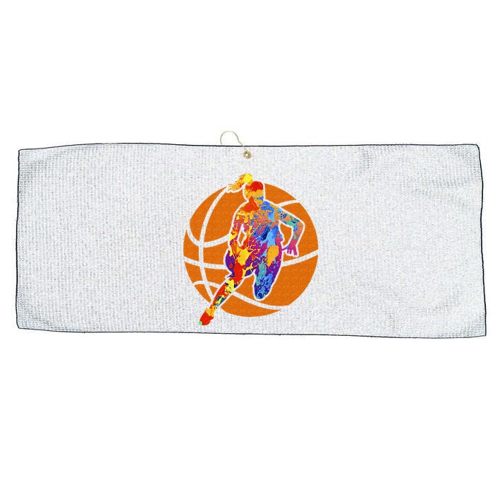 Sports Girls Basketball Player Basketball Graphic Large Microfiber Waffle Golf Towel