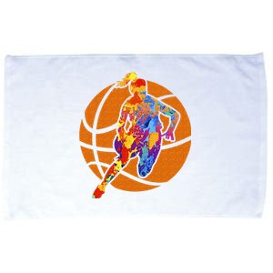 Sports Girls Basketball Player Basketball Graphic Microfiber Hand Towel