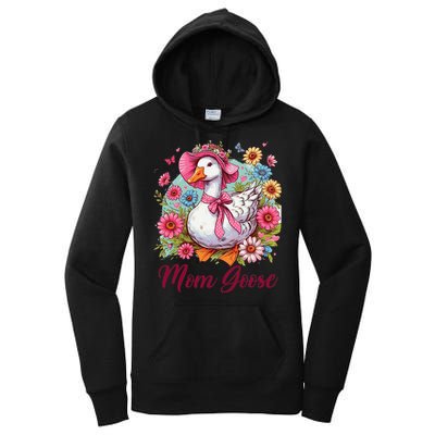 Silly Goose Blessed Mom Coquette Mothers Day Mom Goose Women's Pullover Hoodie