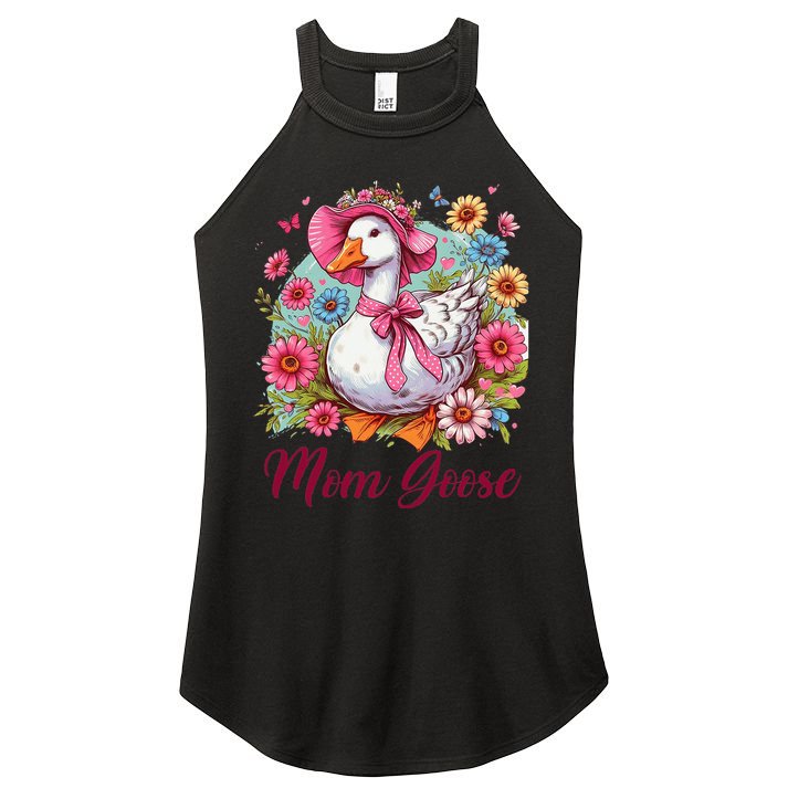 Silly Goose Blessed Mom Coquette Mothers Day Mom Goose Women's Perfect Tri Rocker Tank