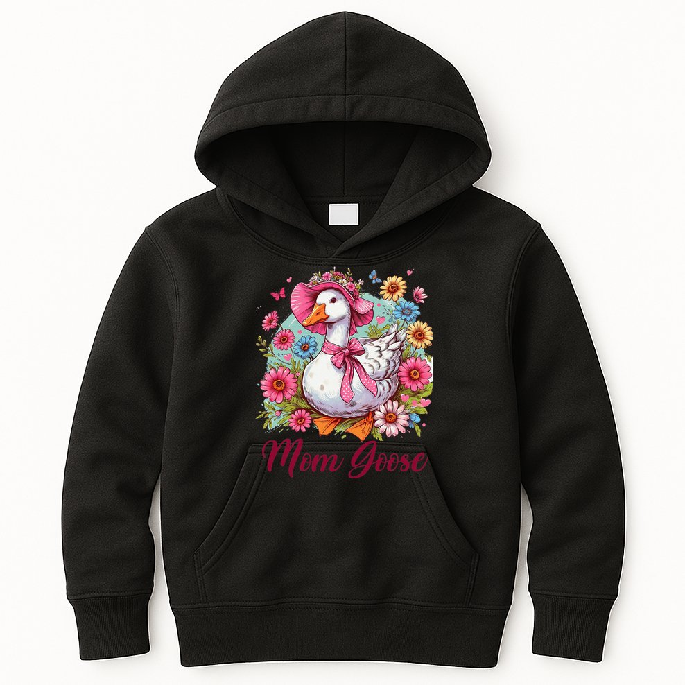 Silly Goose Blessed Mom Coquette Mothers Day Mom Goose Kids Hoodie