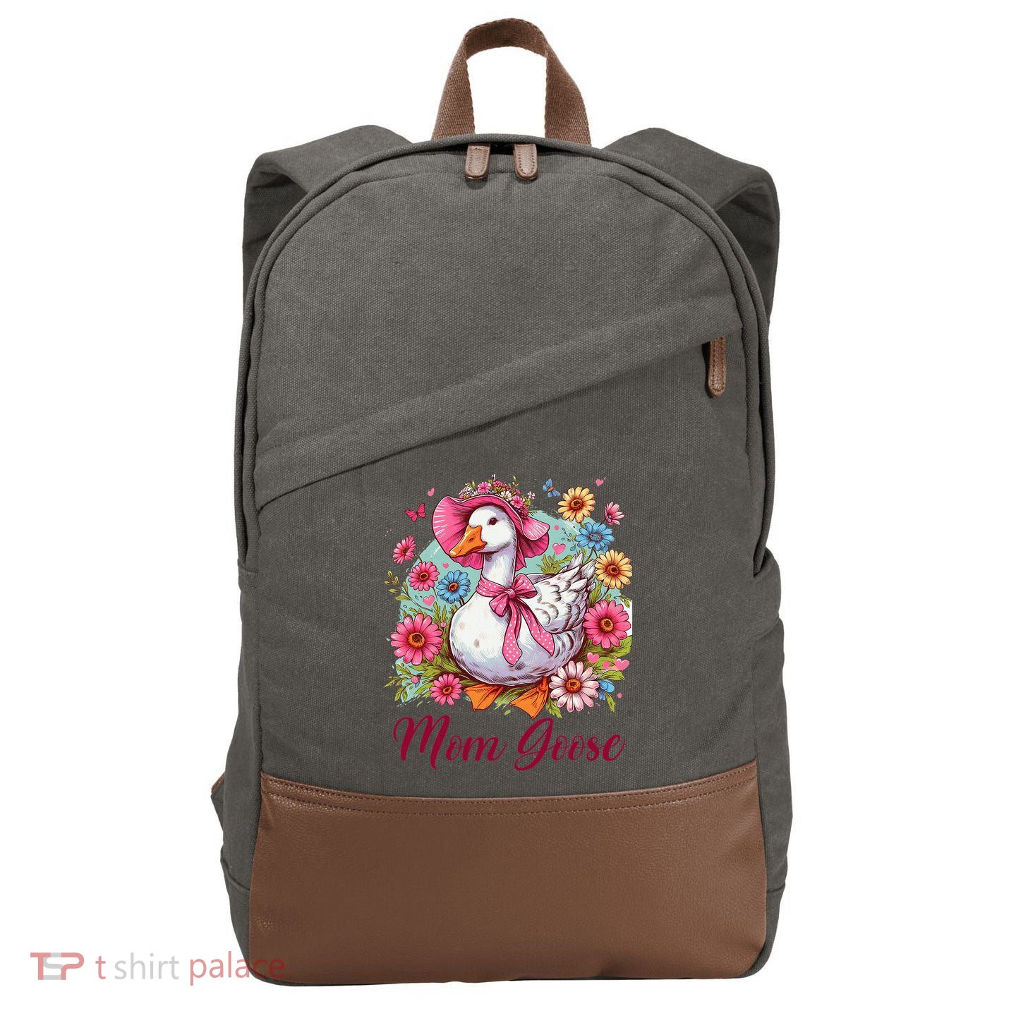 Silly Goose Blessed Mom Coquette Mothers Day Mom Goose Cotton Canvas Backpack