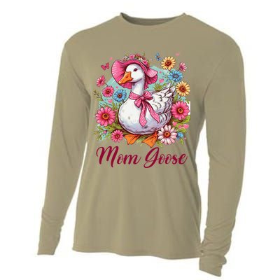 Silly Goose Blessed Mom Coquette Mothers Day Mom Goose Cooling Performance Long Sleeve Crew