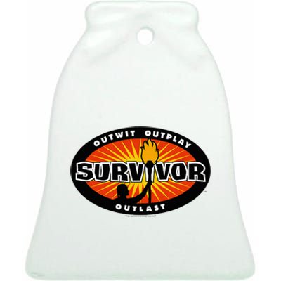 Survivor Gold Burst Ceramic Bell Ornament