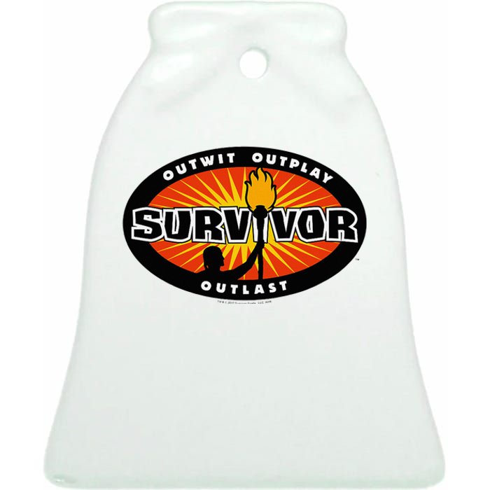 Survivor Gold Burst Ceramic Bell Ornament