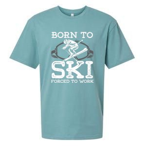 Ski Goggles Born To Ski Forced To Work Gift For Skier Sueded Cloud Jersey T-Shirt