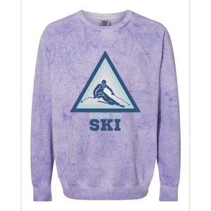 Ski Goggles Born To Ski Gift For Skier Colorblast Crewneck Sweatshirt