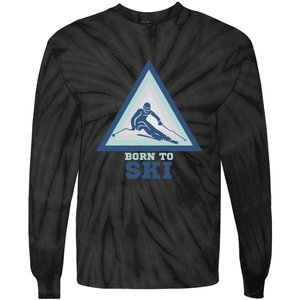 Ski Goggles Born To Ski Gift For Skier Tie-Dye Long Sleeve Shirt