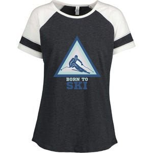 Ski Goggles Born To Ski Gift For Skier Enza Ladies Jersey Colorblock Tee