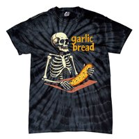 Skeleton Garlic Bread Funny Halloween Meme Ghost Tie-Dye T-Shirt