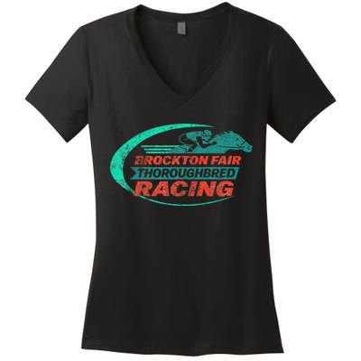 S Graphic Brockton Fair Horse Racing Classic Women's V-Neck T-Shirt