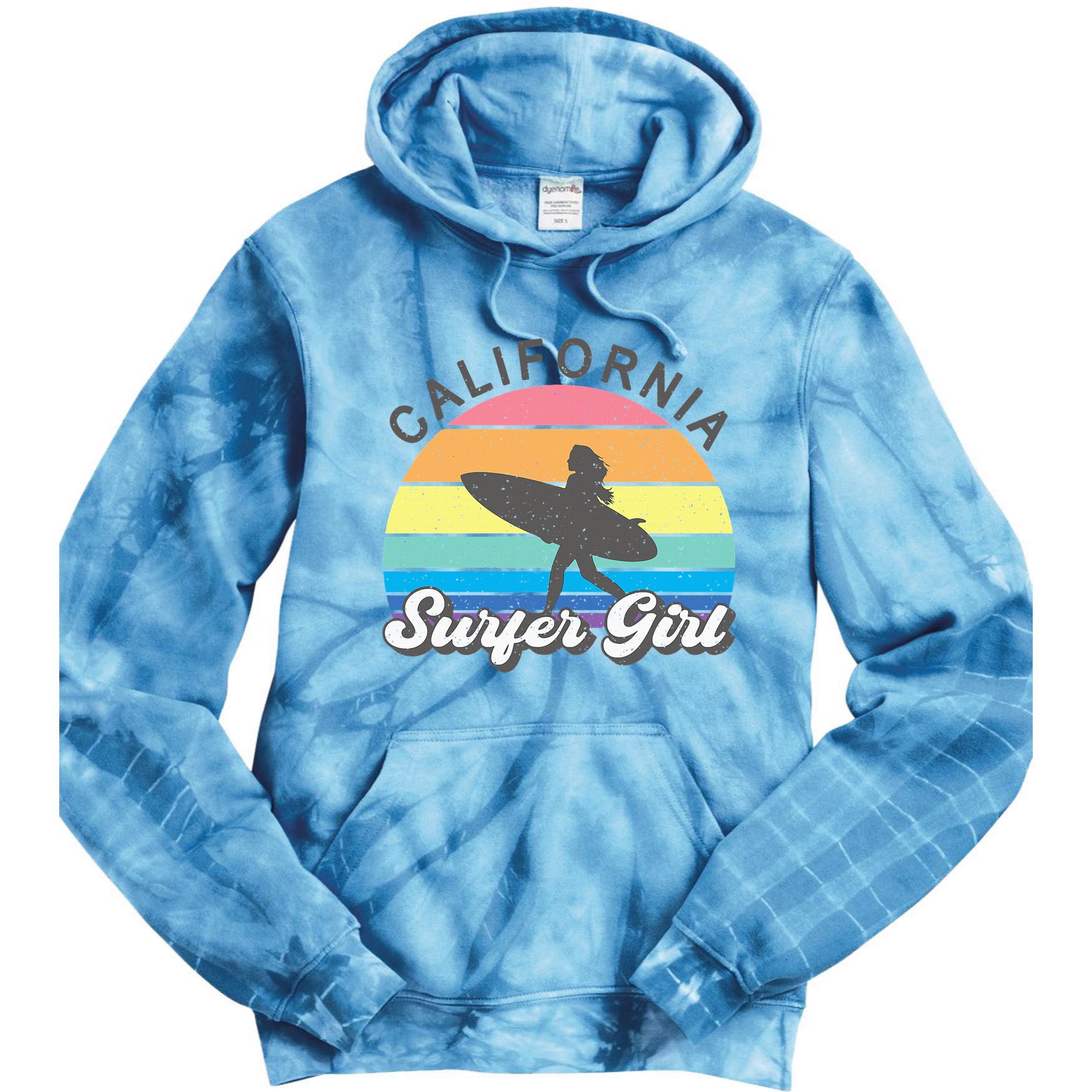 Surfer Girl California Surfing Surf Beach Tie Dye Hoodie