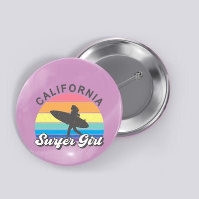 Surfer Girl California Surfing Surf Beach Button