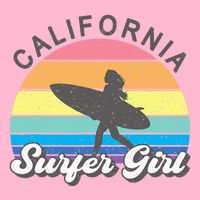 Surfer Girl California Surfing Surf Beach Button