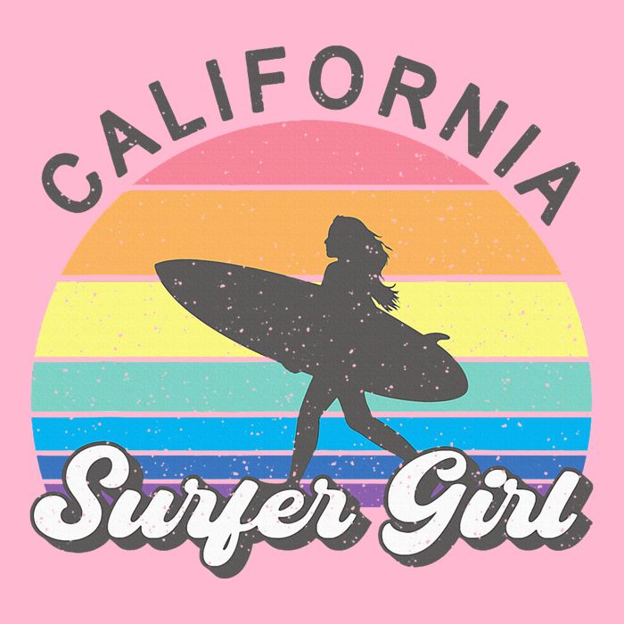 Surfer Girl California Surfing Surf Beach Button