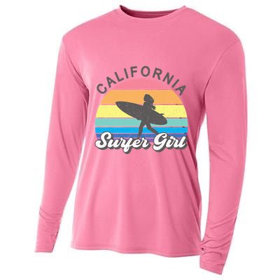 Surfer Girl California Surfing Surf Beach Cooling Performance Long Sleeve Crew