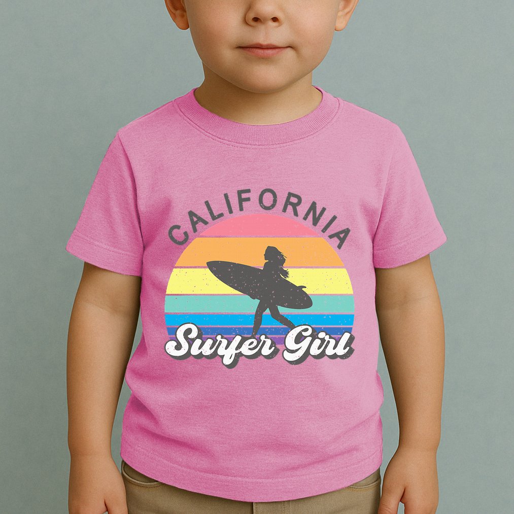 Surfer Girl California Surfing Surf Beach Toddler T-Shirt