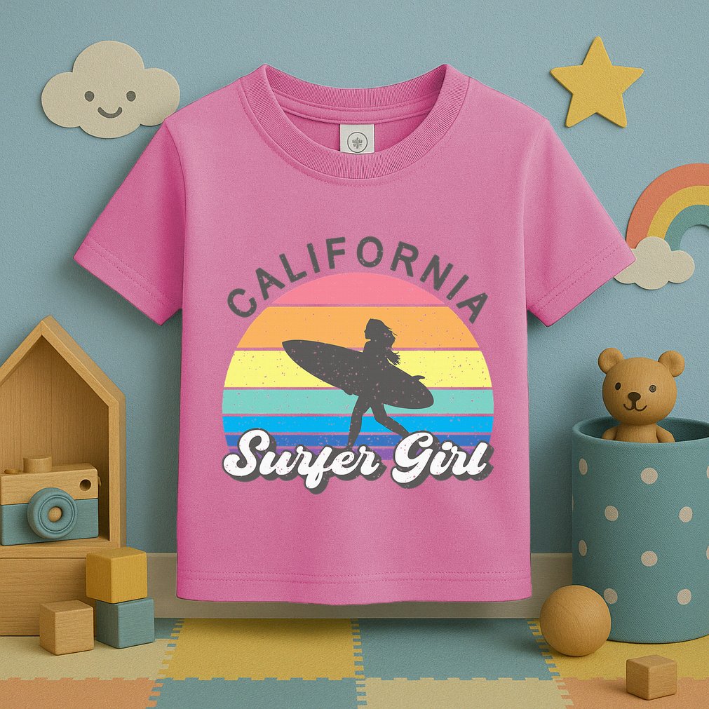 Surfer Girl California Surfing Surf Beach Toddler T-Shirt