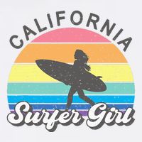 Surfer Girl California Surfing Surf Beach Flat Bill Trucker Hat