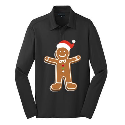 Santa Gingerbread Cookie Cute Funny Gift Silk Touch Performance Long Sleeve Polo