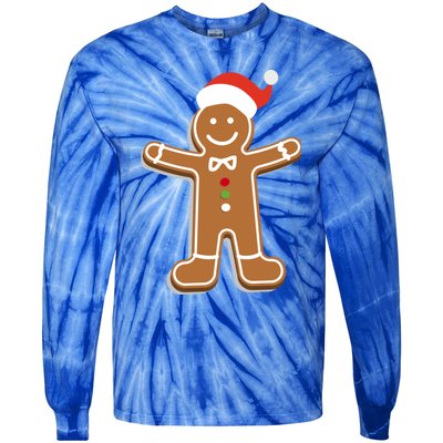 Santa Gingerbread Cookie Cute Funny Gift Tie-Dye Long Sleeve Shirt