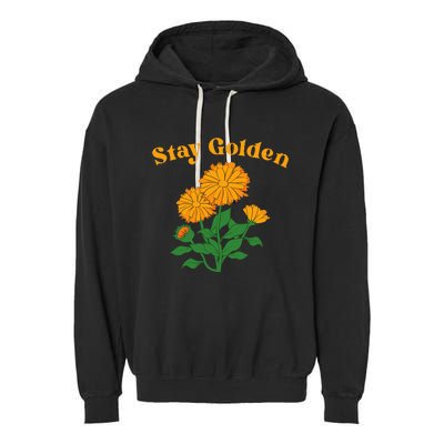 Stay Golden Cute Marigold Flowers Garment-Dyed Fleece Hoodie