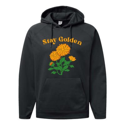 Stay Golden Cute Marigold Flowers Performance Fleece Hoodie