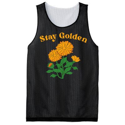 Stay Golden Cute Marigold Flowers Mesh Reversible Basketball Jersey Tank