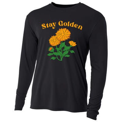 Stay Golden Cute Marigold Flowers Cooling Performance Long Sleeve Crew