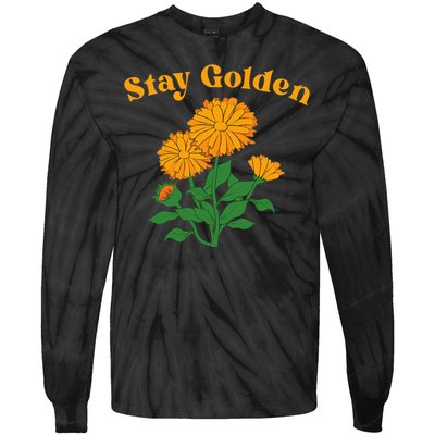 Stay Golden Cute Marigold Flowers Tie-Dye Long Sleeve Shirt