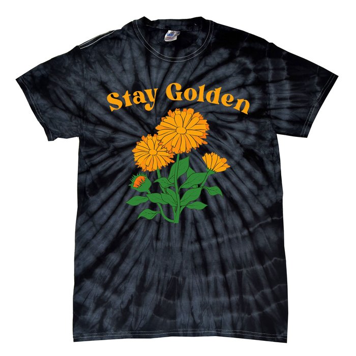 Stay Golden Cute Marigold Flowers Tie-Dye T-Shirt